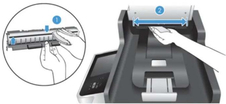 HP Scanjet Enterprise 8500 fn1 - Nettoyage de la vitre, la bande de numérisation et de la partie arrière de l'accessoire recto verso dans le bac d'alimentation automatique (ADF) - 4