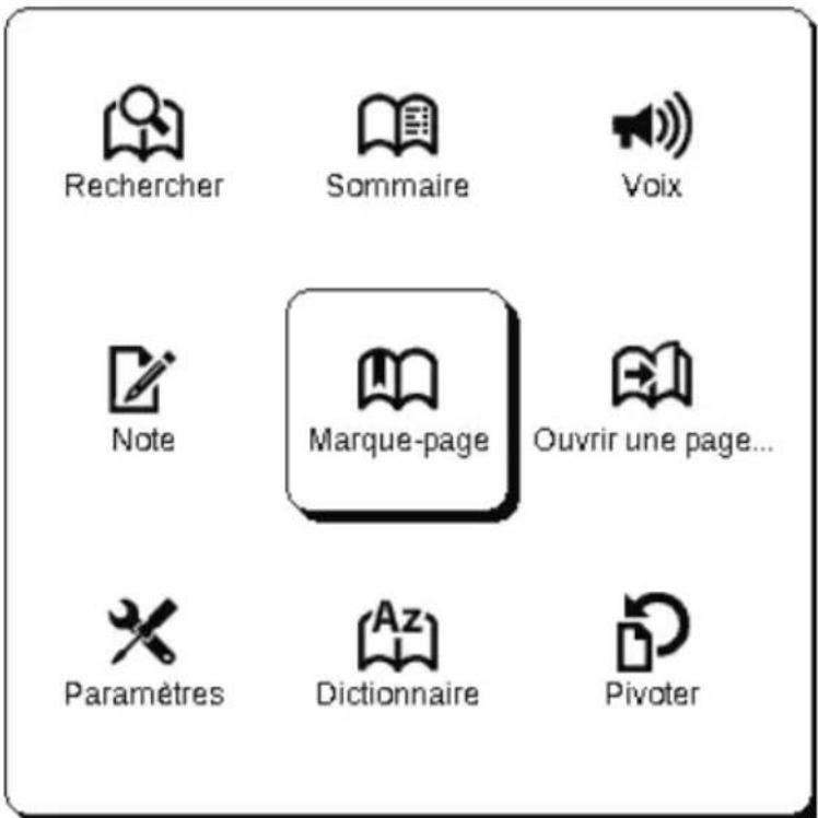 Rechercher Sommaire Voix Note Marque-page Ouvrir une page... Paramètres Dictionnaire Pivoter
