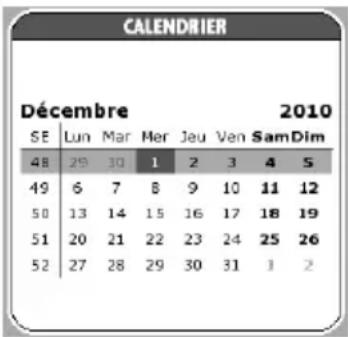 CALENDRIER Décembre 2010 SE Lun Mar Her Jeu Ven Sam Dim 48 29 30 1 2 3 4 5 49 6 7 8 9 10 11 12 50 13 14 15 16 17 18 19 51 20 21 22 23 24 25 26 52 27 28 29 30 31 1 2