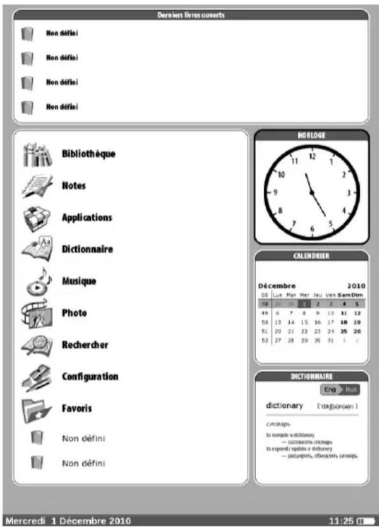 Dereiniers livres ouverts Non défini Non défini Non défini Non défini Bibliothèque Notes Applications Dictionnaire Musique Photo Rechercher Configuration Favoris Non défini Non défini NORLOGE CALENDRIER Décembre 2010 SE Lun Mar Mar Jeu Vers Sam Dim 49 6 7 8 9 10 11 12 50 13 14 15 16 17 18 19 51 20 21 22 23 24 25 26 52 27 28 29 30 31 32 DICTIONNAIRE Eng Rus dictionary [d'aktions(en)] cacouaps- to compile a dictionary - cacouaps crouaps to expand/update a dictionary - cacouaps, cfovens, crouaps. Mercredi 1 Décembre 2010 11:25 E