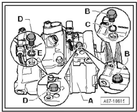 AUDI A6 (2005) - Leaking or damaged components (except air conditioner compressor, reservoir or receiver) - 1