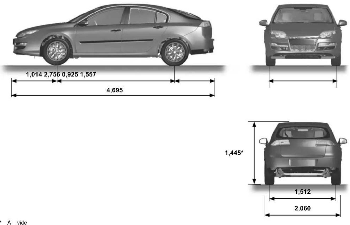 RENAULT Laguna (2012) - DIMENSIONS (en mètres) (1/3) - 2