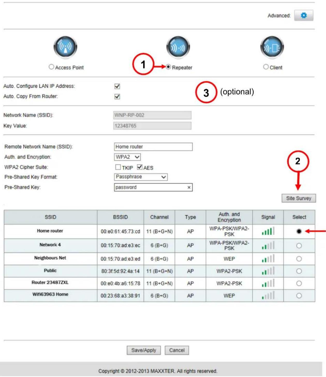 Maxxter ACT-WNP-RP-002 - You are now in the main menu of the Maxxter WiFi-Repeater - 1