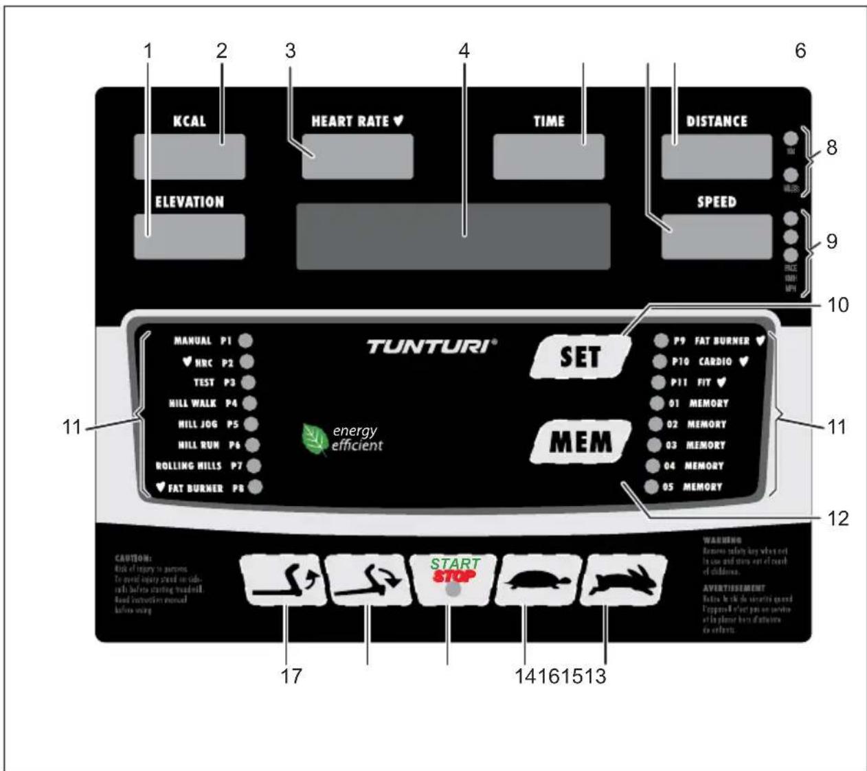 TUNTURI Pure Run 6.0 - Adjusting the support feet - 1