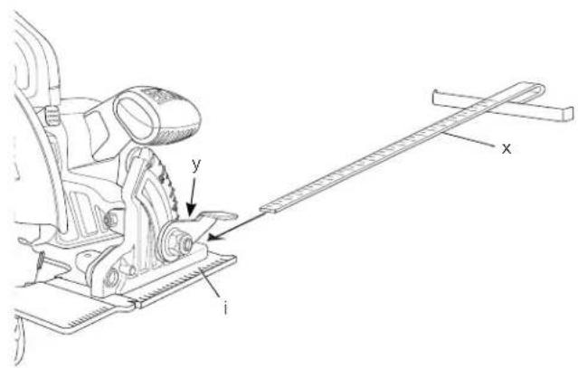 Technical diagram of a mechanical device with labeled components and coordinate axes (x, y)