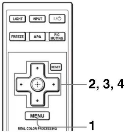 LIGHT INPUT I/O FREEZE APA PIC MUTING RESET MENU REAL COLOR PROCESSING 1 2, 3, 4
