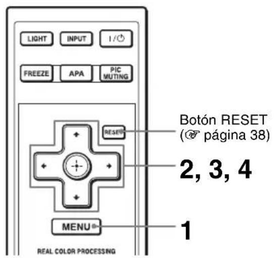 LIGHT INPUT I / ⏻ FREEZE APA PIC MUTING RESET® Botón RESET ( página 38 ) 2, 3, 4 MENU® REAL COLOR PROCESSING 1