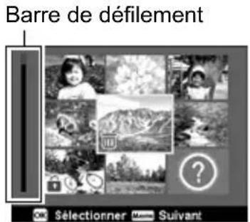 Barre de défilement Sélectionner Suivant