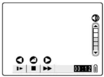 Screenshot of a media player control interface with playback controls and time display