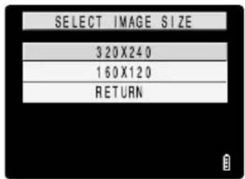 SELECT IMAGE SIZE 320X240 160X120 RETURN