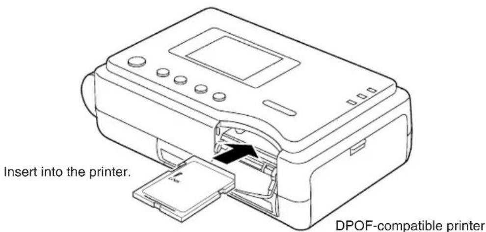 Insert into the printer. DPOF-compatible printer.
