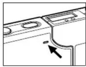 Diagram of a kitchen appliance with a door and control panel, showing a directional arrow (no text or symbols).