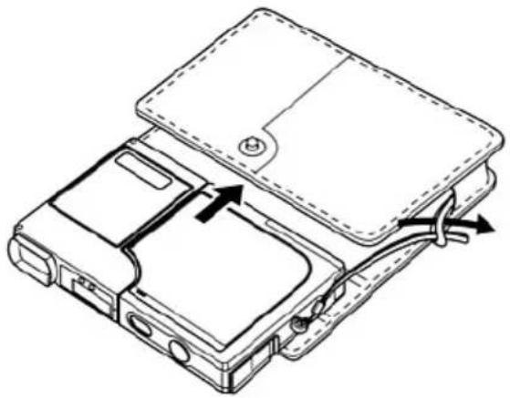 Technical line drawing of a device with internal components and directional arrows indicating movement (no text or symbols).