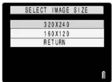 SELECT IMAGE SIZE 320X240 160X120 RETURN