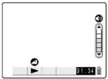 Digital media player control interface showing playback controls and time display.