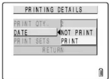 PRINTING DETAILS PRINT QTY. 2 DATE NOT PRINT PRINT SETS PRINT RETURN