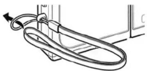 Diagram of a rope tied with a hook, showing rope routing and angle (no text or symbols).
