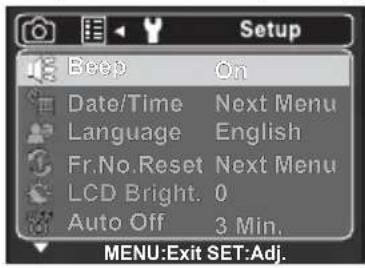 HITACHI HDC-886E - Setup Menu - 1