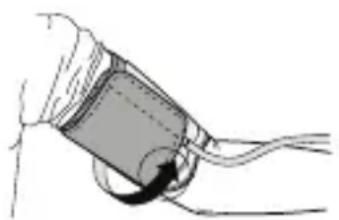 Illustration of a hand holding a cylindrical object with a curved line extending from it (no text or symbols)