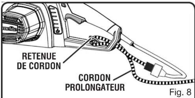 Retenue de cordon, cordon prolongateur. Fig. 8
