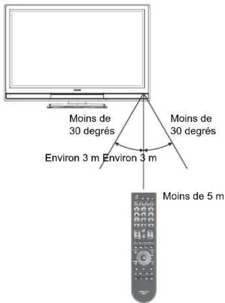Moins de 30 degrés Environ 3 m Environ 3 m Moins de 30 degrés Moins de 5 m