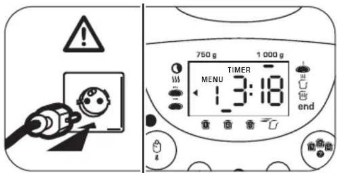 ! 750 g 1 000 g TIMER MENU 13:18 end