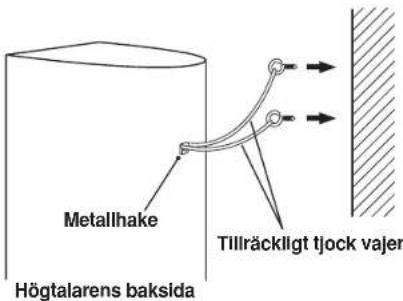 Metallhake Högtalarens baksida Tillräckligt tjock vajer