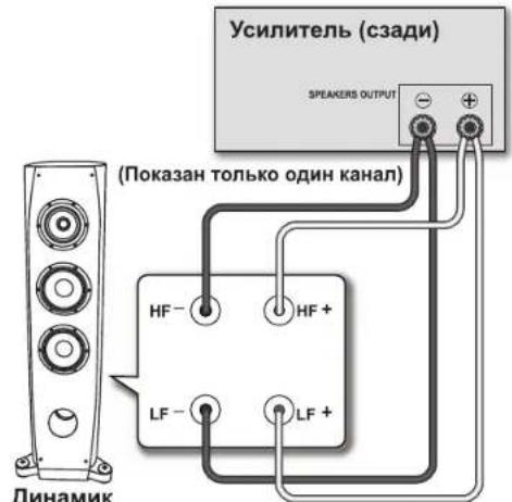 Усилитель (сзади) SPEAKERS OUTPUT (Показан только один канал) НФ- НФ+ LF- LF+