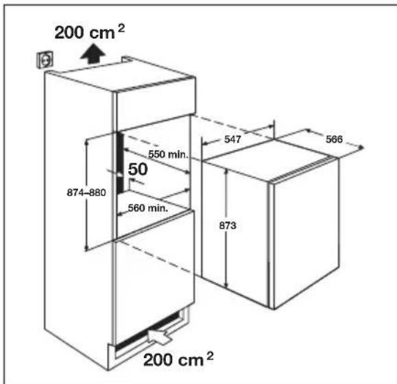 200 cm² 550 min. 50 874-880 560 min. 547 873 566 200 cm²