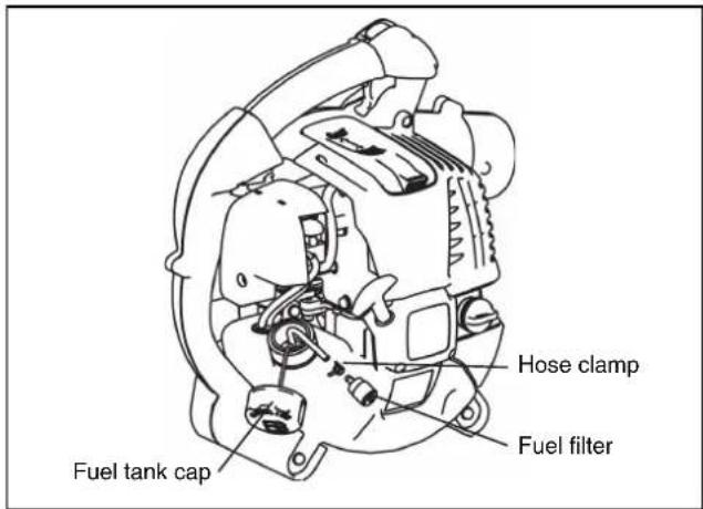 Fuel tank cap Hose clamp Fuel filter