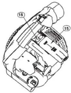Technical diagram of a vehicle's internal components with numbered parts labeled 15 and 16