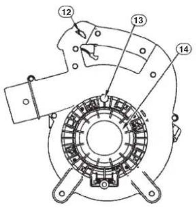 Technical diagram of a mechanical component with numbered parts labeled 12, 13, and 14