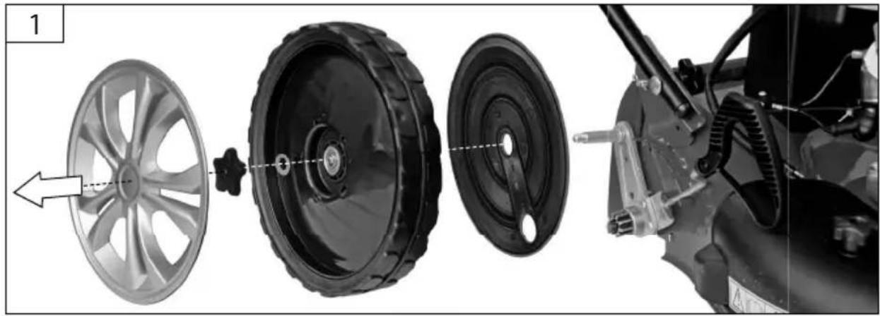 Mechanical assembly diagram showing a wheel assembly with labeled components (no text or symbols present)
