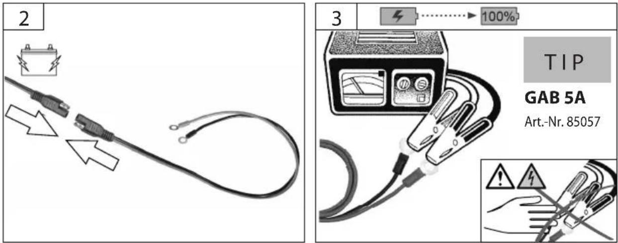 Diagram showing two configurations of connected cables, labeled 4 and 5, with arrows indicating cable movement and connection points.