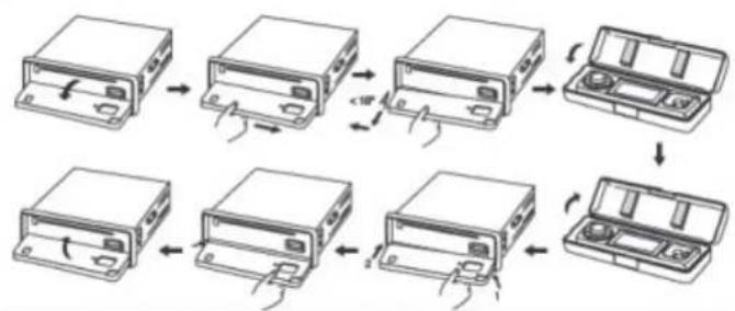 ROADSTAR RU-330MP - FOLDING DOWN AND DETACHING THE FRONT PANEL - 1