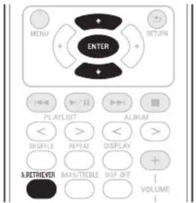 MENU ENTER RETURN PLAYLIST ALBUM < > < > SHURPLE REPEAT DISPLAY & &.RETRIEVER BANK/TICLE DROP OUT VOLUME