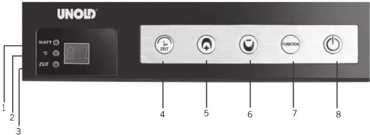 UNOLD® WATT °C ZEIT 1 2 3 4 5 6 7 8 FUNKTION