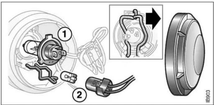 Technical diagram showing mechanical assembly steps with numbered components and a magnified inset highlighting a specific component.