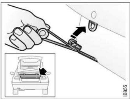 Diagram illustrating car tool application with magnified inset showing a car body component