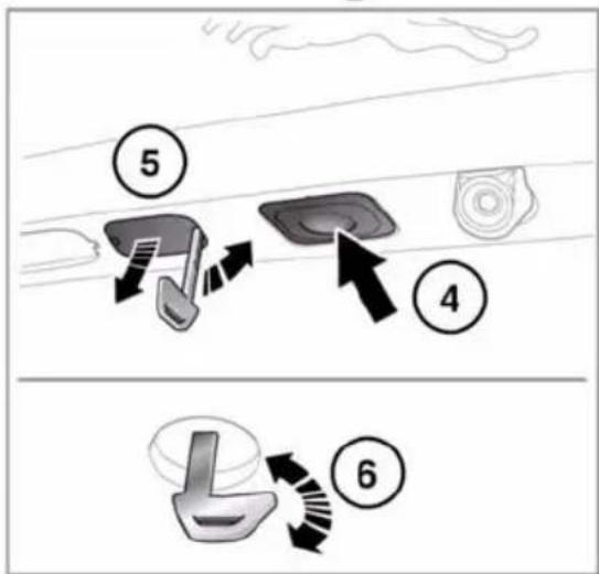 Diagram illustrating a mechanical or fluidic process with numbered steps and directional arrows indicating movement.