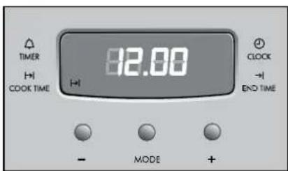 TIMER COOK TIME 12.00 CLOCK END TIME - MODE +