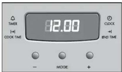TIMER COOK TIME 12.00 CLOCK → END TIME - MODE +