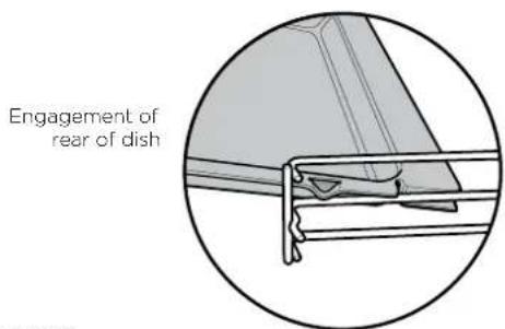 Engagement of rear of dish