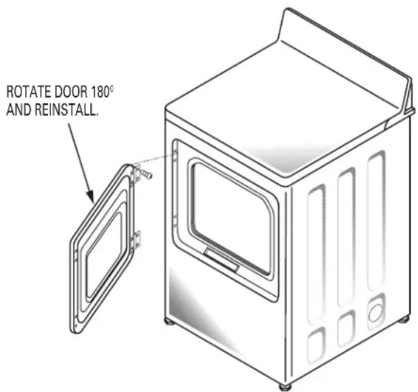 ROTATE DOOR 180° AND REINSTALL.