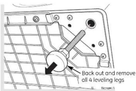 Back out and remove all 4 leveling legs