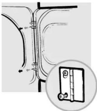 Technical diagram of a mechanical component with a magnified inset showing a close-up view of a bracket (no text or symbols present)