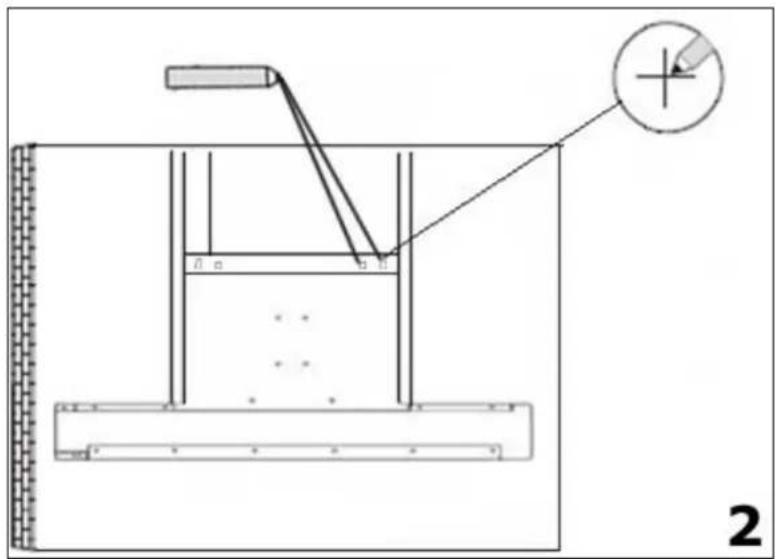 Technical diagram showing a mechanical setup with labeled components and a magnified inset showing a crosshair symbol.
