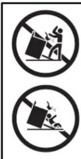 Two circular icons showing a person using a device to avoid a heavy load, with no text or symbols present.