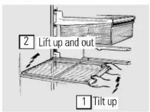 1 Tilt up 2 Lift up and out