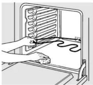 Line drawing of a hand using a tool to install or install a rack with a wavy line on the surface (no text or symbols)